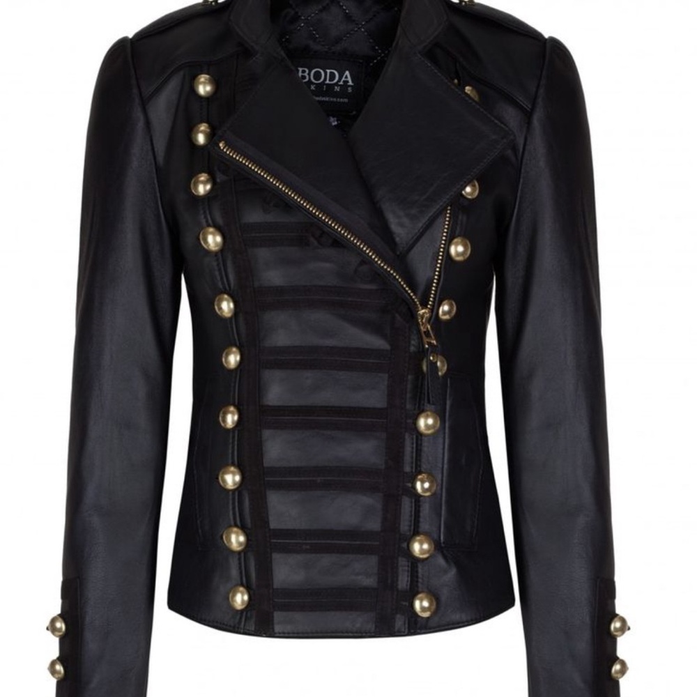 Boda Skins Black Napa Sheep leather Napoleon V2 biker jacket - Picture 8 of 15